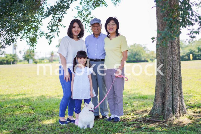 公園で楽しく過ごす家族