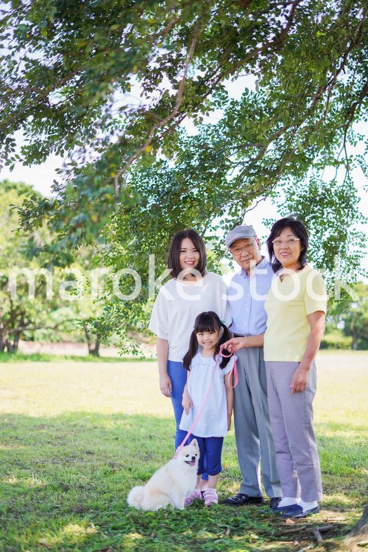 公園で楽しく過ごす家族