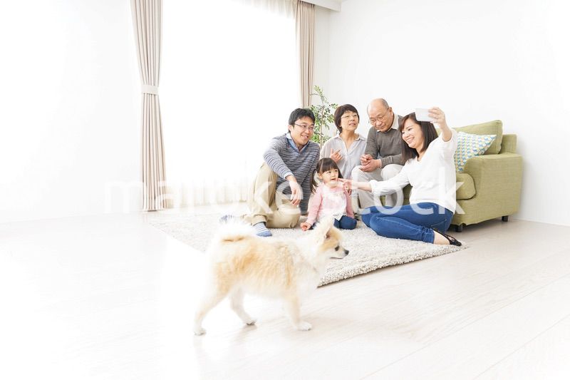 家族全員で写真を撮るファミリー