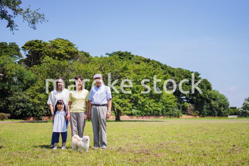 公園で楽しく過ごす家族