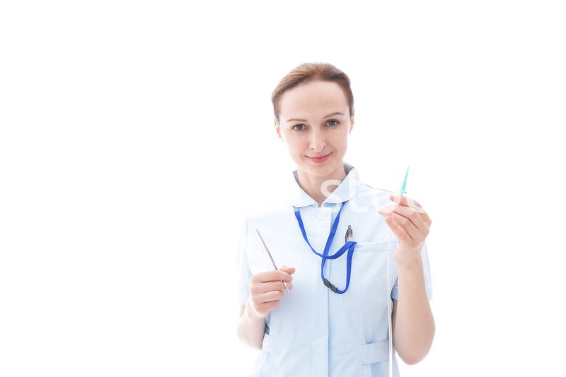 ナース服を着たヨーロッパ人の看護師