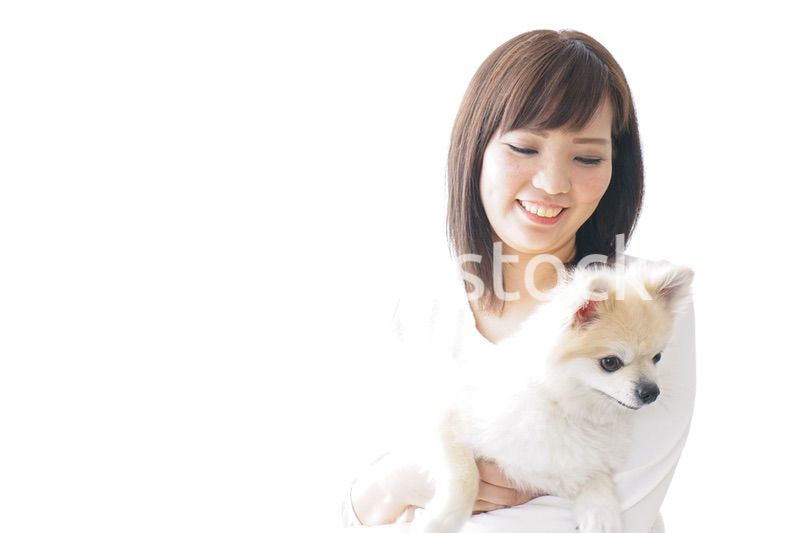 犬を抱く女性・ブリーダー