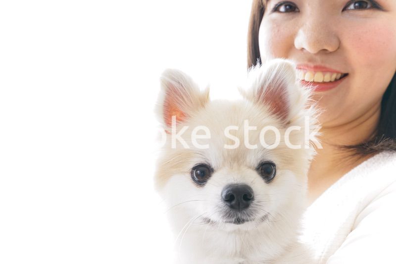 犬を抱く女性・ブリーダー