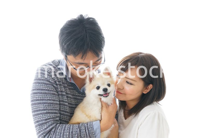 犬を抱く夫婦・カップル・ブリーダー・動物愛護