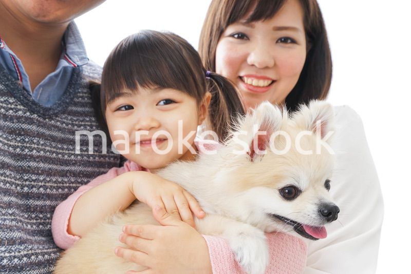 犬を飼う幸せなファミリー