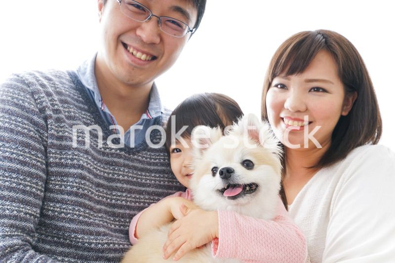 犬を飼う幸せなファミリー