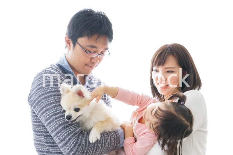 犬を飼う幸せなファミリー