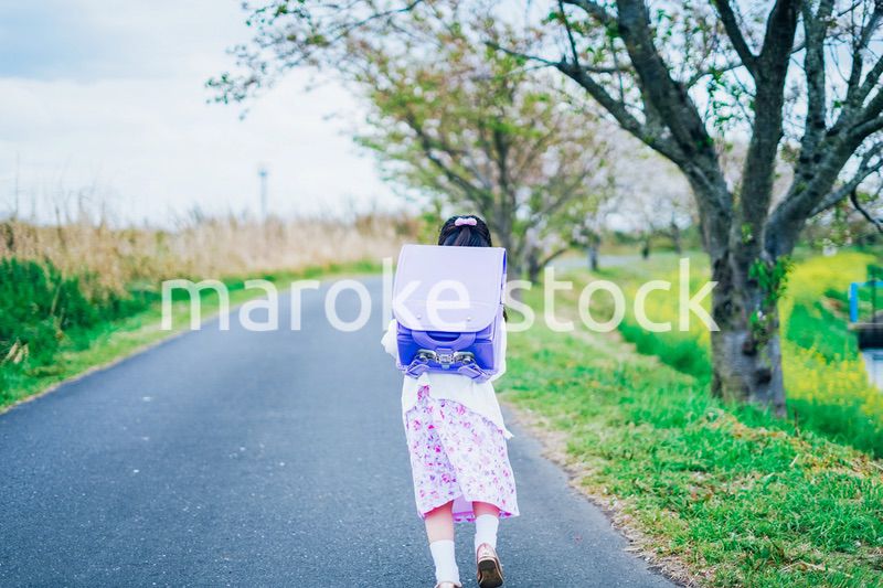 小学校に登校する小さな女の子