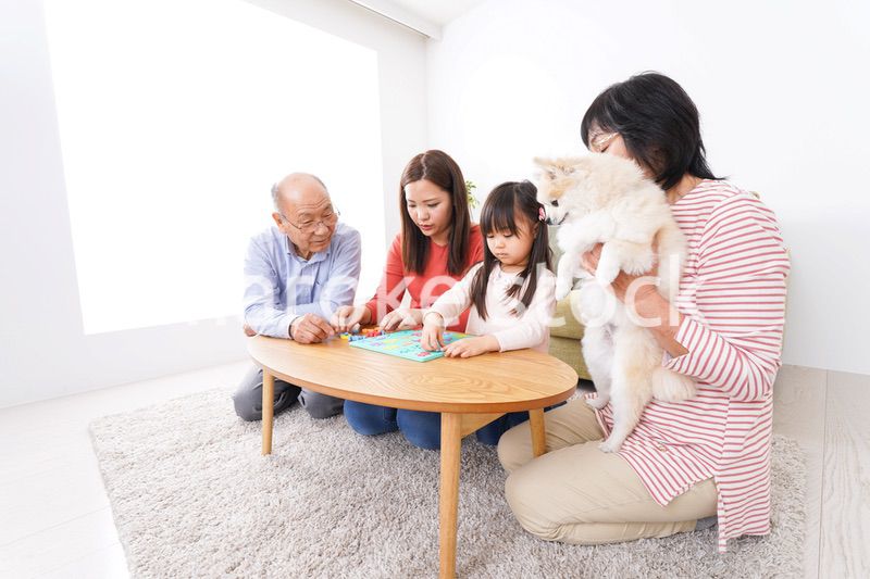 幸せな家族の集合写真