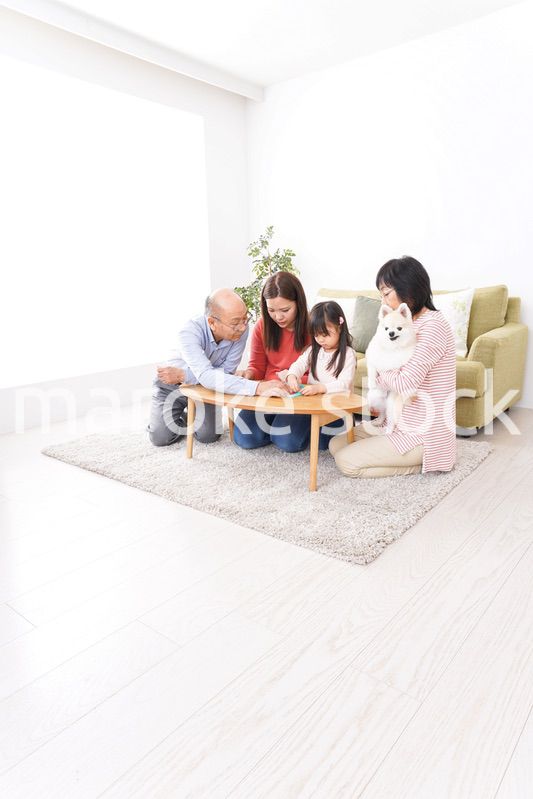 幸せな家族の集合写真