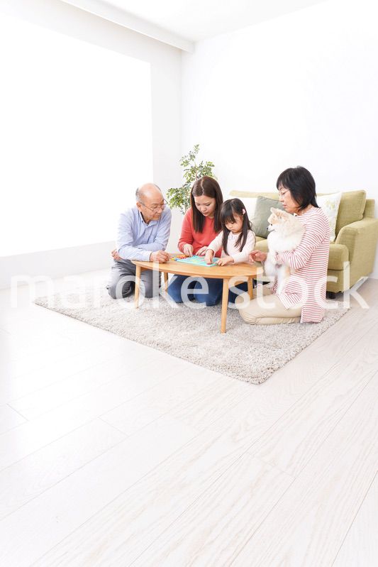 幸せな家族の集合写真