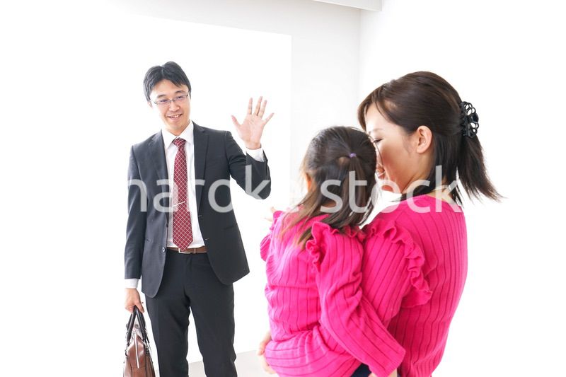 パパを見送る子ども・別れ