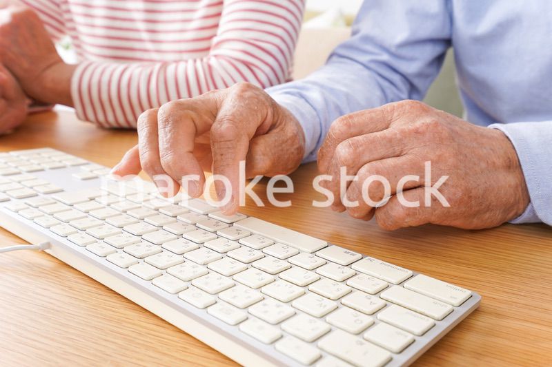 パソコンを使う高齢の夫婦