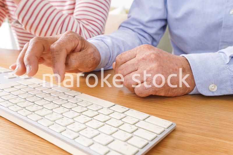 パソコンを使う高齢の夫婦