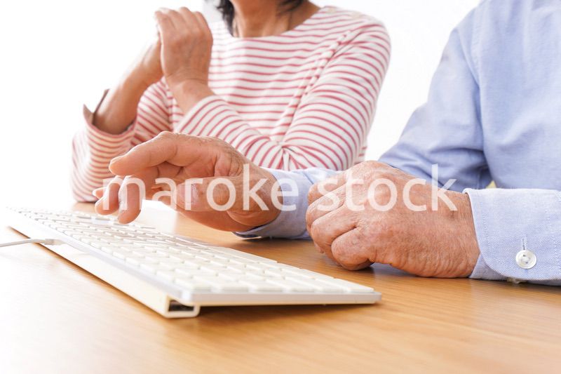 パソコンを使う高齢の夫婦