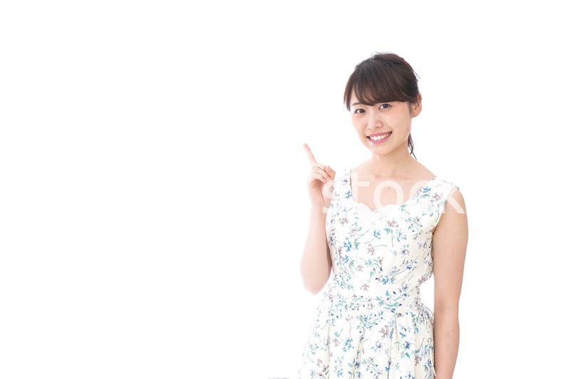 Young woman pointing