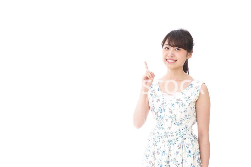 Young woman pointing