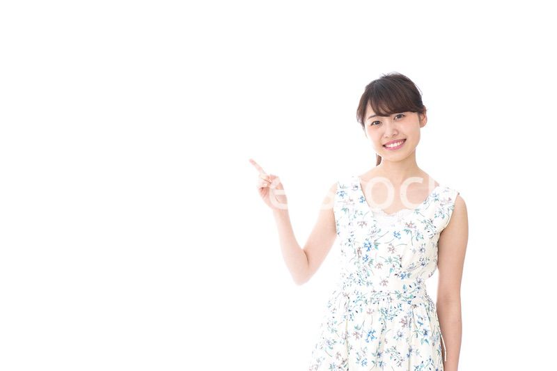 Young woman pointing