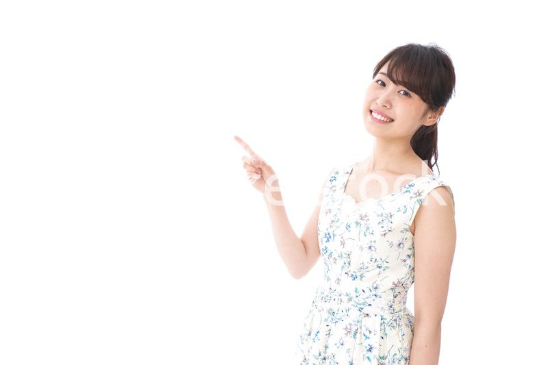 Young woman pointing