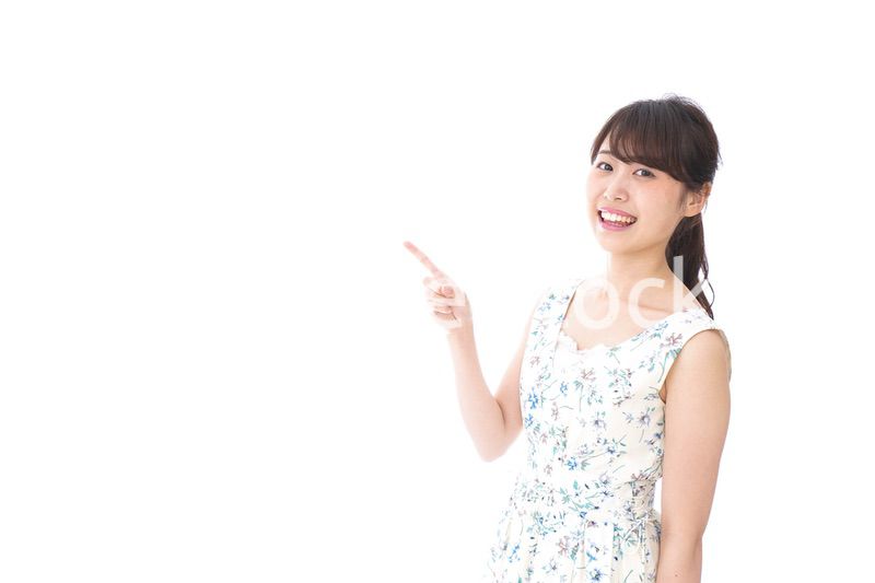 Young woman pointing