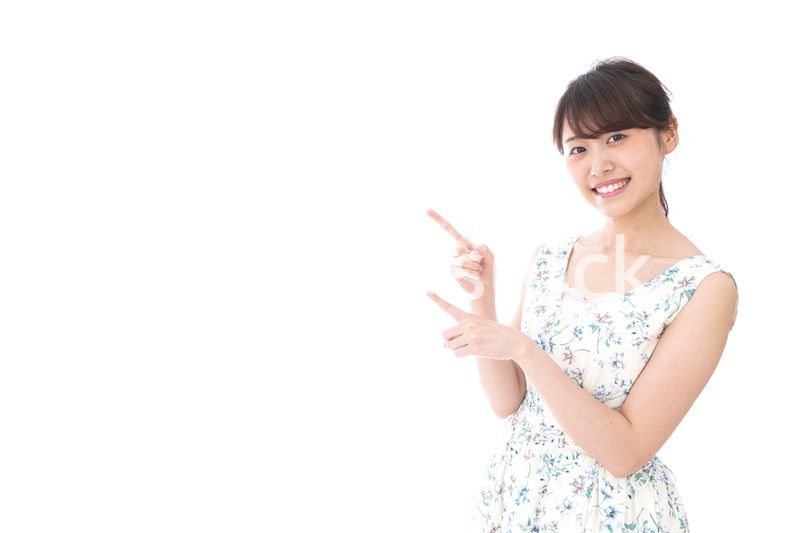 Young woman pointing