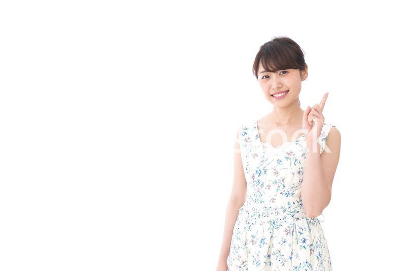 Young woman pointing