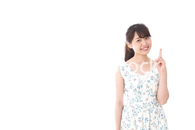 Young woman pointing