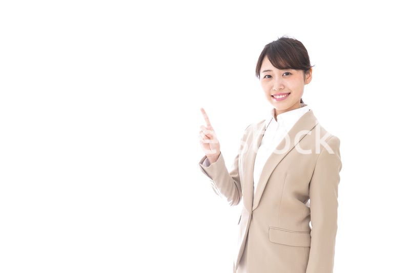 Young woman pointing