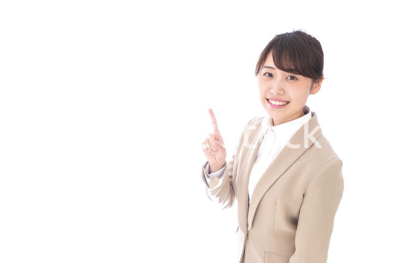 Young woman pointing