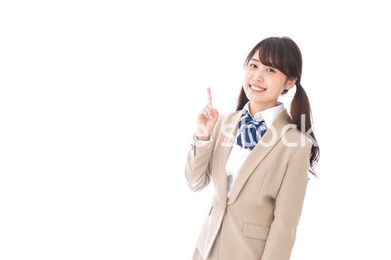 Young woman pointing