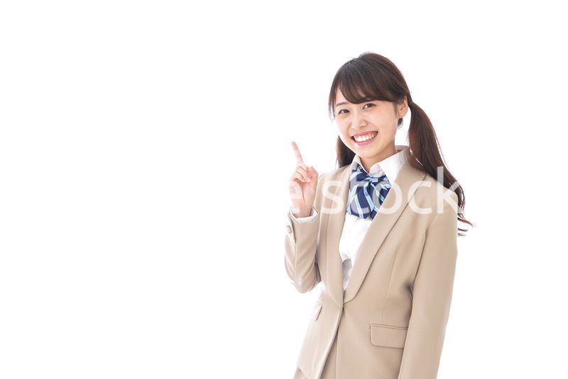 Young woman pointing