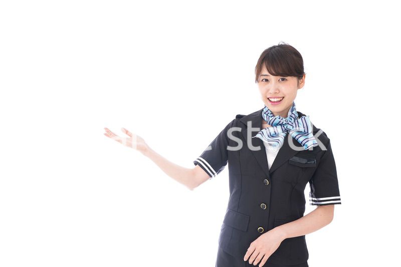 案内をするキャビンアテンダント