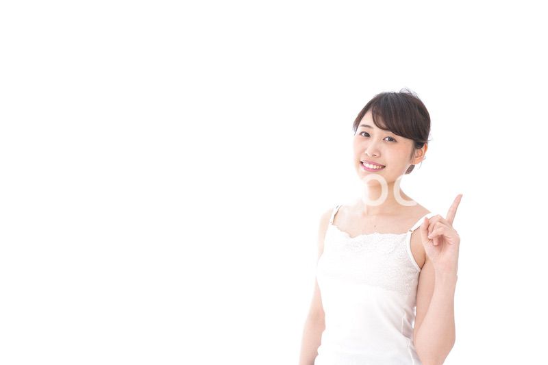 Young woman pointing