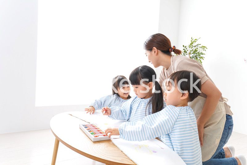 Children and teacher at kindergarten