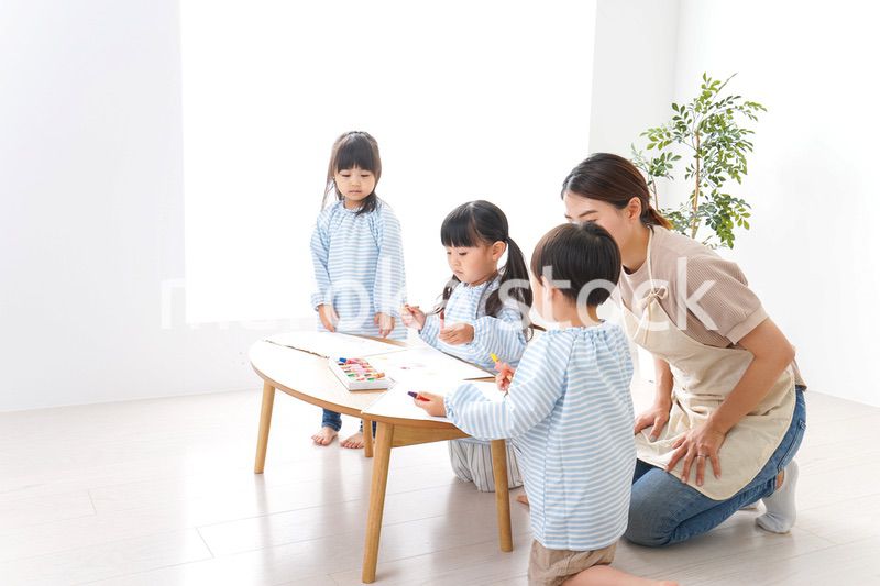 Children and teacher at kindergarten
