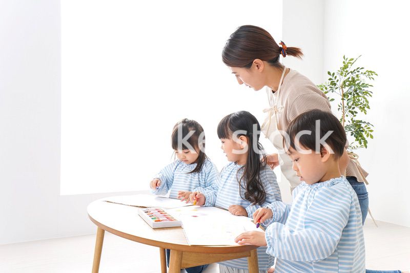 Children and teacher at kindergarten
