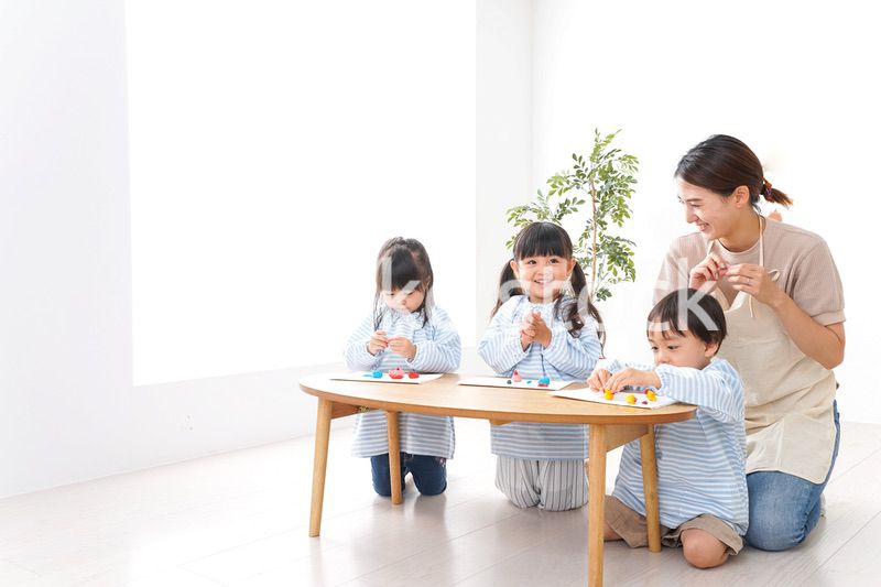 Children and teacher at kindergarten