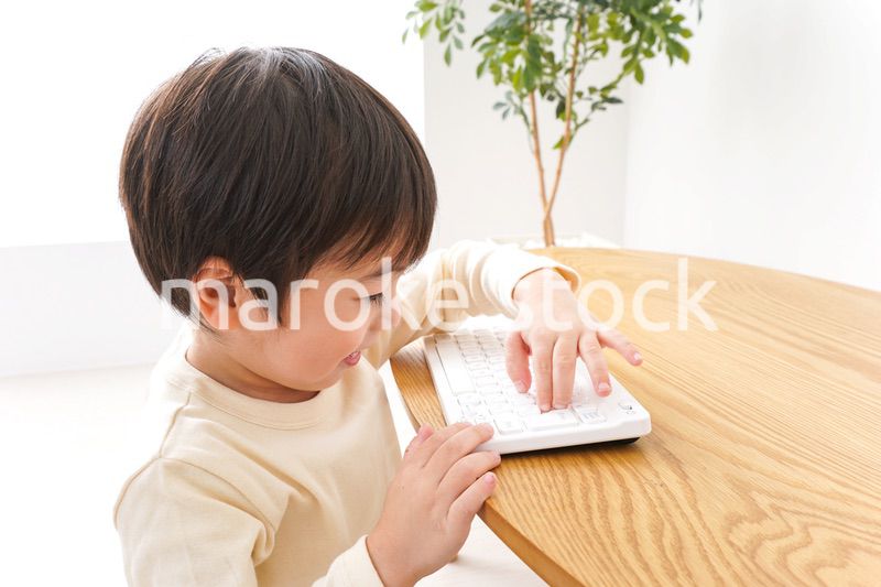パソコンで遊ぶ子供