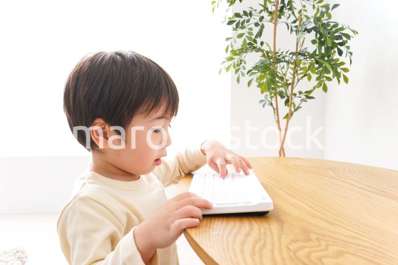 パソコンで遊ぶ子供