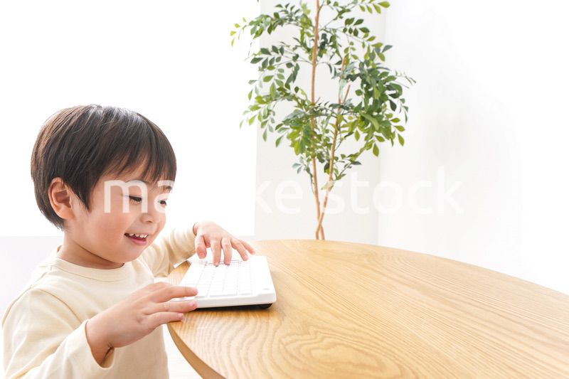 パソコンで遊ぶ子供