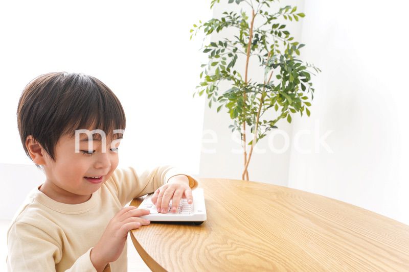 パソコンで遊ぶ子供