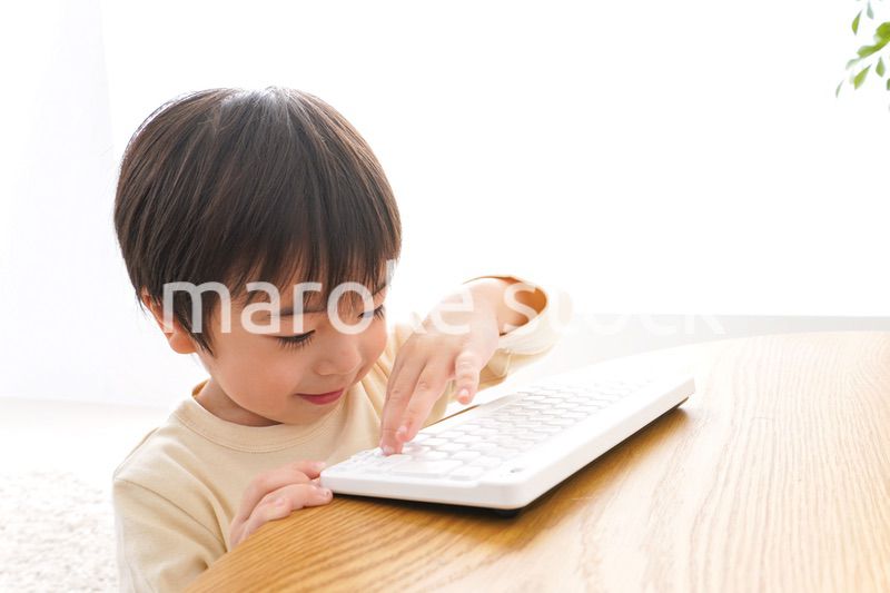 パソコンで遊ぶ子供
