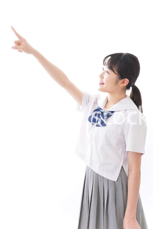 将来を指差す学生