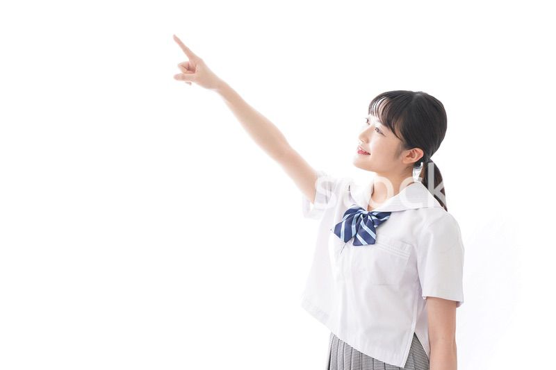 将来を指差す学生