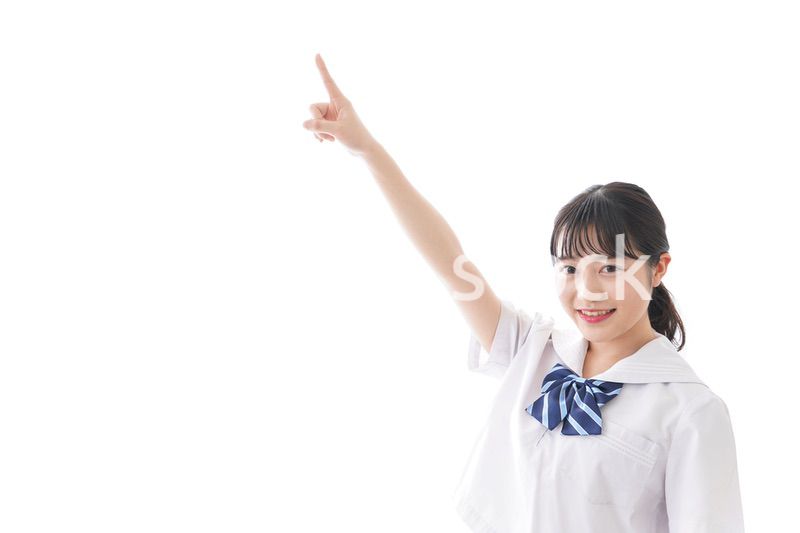 将来を指差す学生