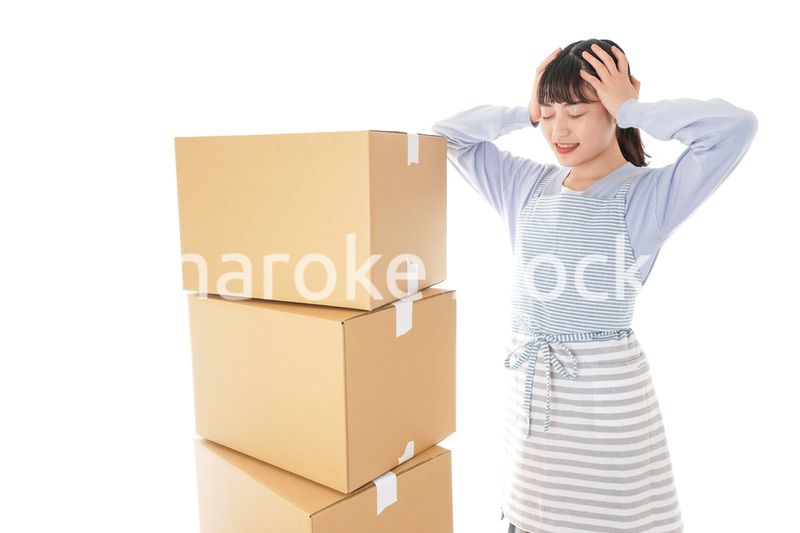 引っ越しをする若い女性