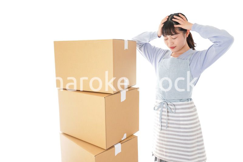 引っ越しをする若い女性