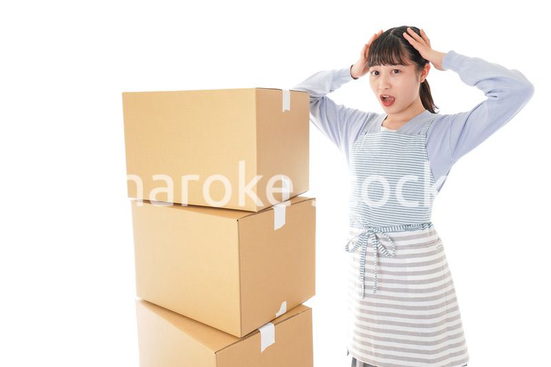 引っ越しをする若い女性