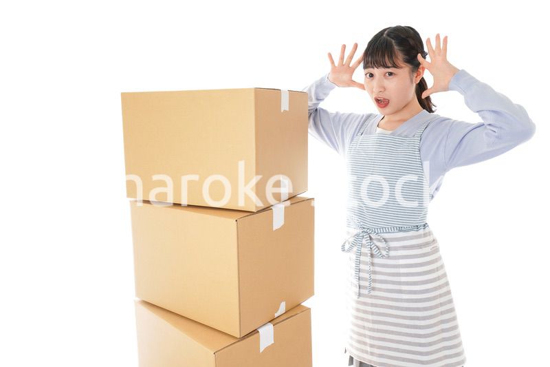 引っ越しをする若い女性
