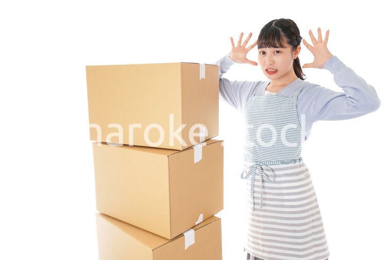 引っ越しをする若い女性